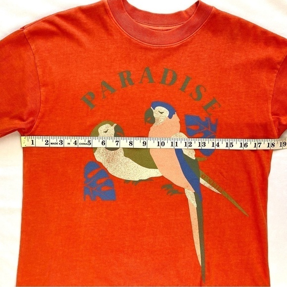 O’NEILL Paradise Tee in Tangerine Orange with Tropical Parrots Size XS (EUC) - Picture 7 of 10